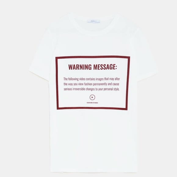 BUNDLE 2 FOR $20!! Zara T-shirt "Warning Message " - Picture 4 of 4